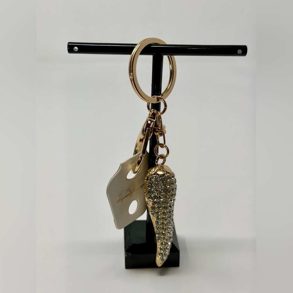 Gold Bling Chili Pepper Bag Charm Accessory